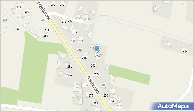 Kąty Trzebuskie, Kąty Trzebuskie, 264, mapa Kąty Trzebuskie