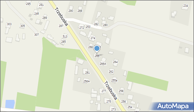Kąty Trzebuskie, Kąty Trzebuskie, 266, mapa Kąty Trzebuskie
