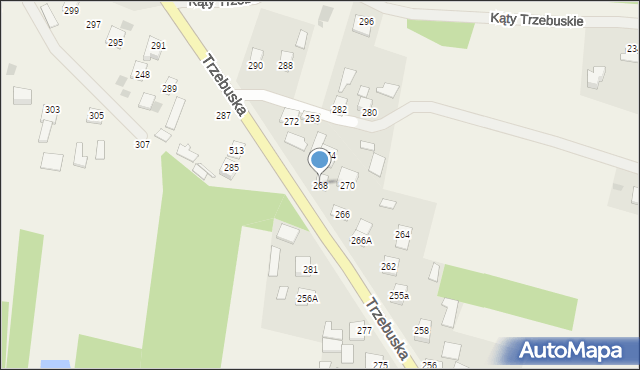 Kąty Trzebuskie, Kąty Trzebuskie, 268, mapa Kąty Trzebuskie