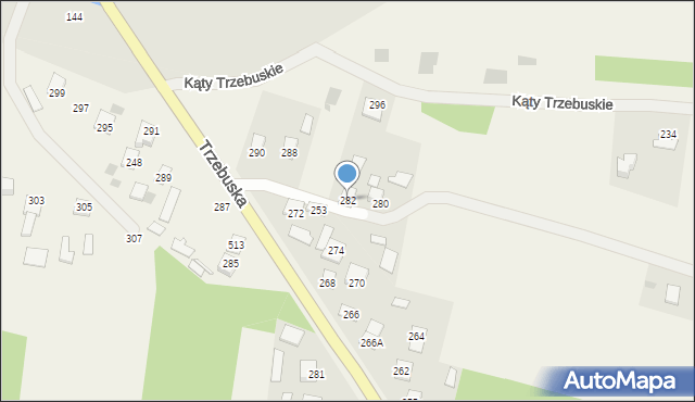 Kąty Trzebuskie, Kąty Trzebuskie, 282, mapa Kąty Trzebuskie