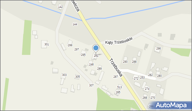 Kąty Trzebuskie, Kąty Trzebuskie, 291, mapa Kąty Trzebuskie