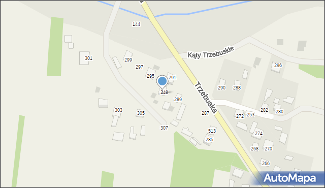 Kąty Trzebuskie, Kąty Trzebuskie, 293, mapa Kąty Trzebuskie