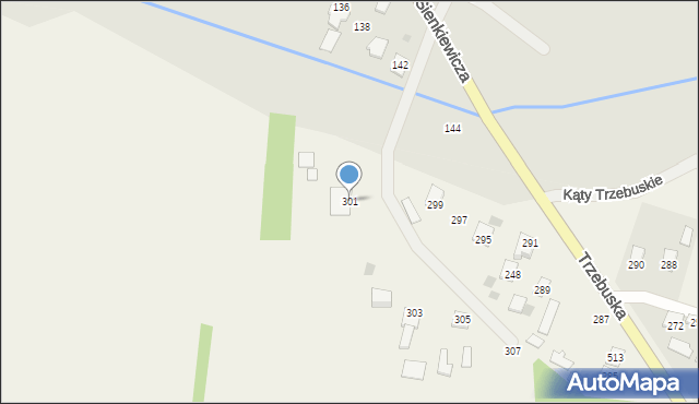 Kąty Trzebuskie, Kąty Trzebuskie, 301, mapa Kąty Trzebuskie