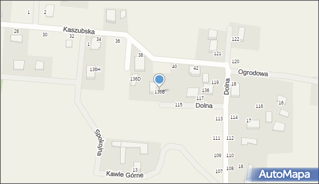 Kawle Górne, Kawle Dolne, 136B, mapa Kawle Górne