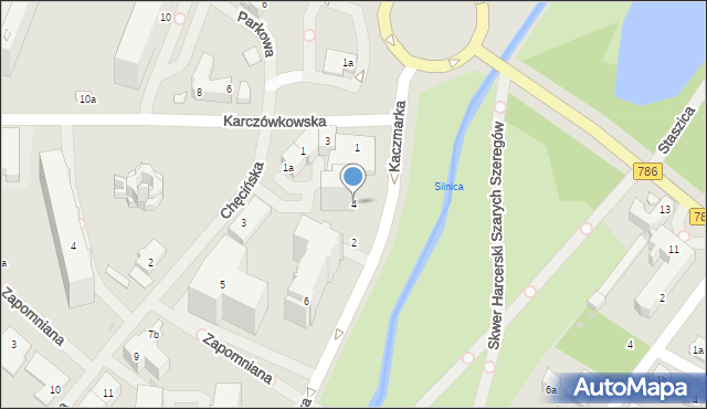 Kielce, Kaczmarka Czesława, bp., 4, mapa Kielc