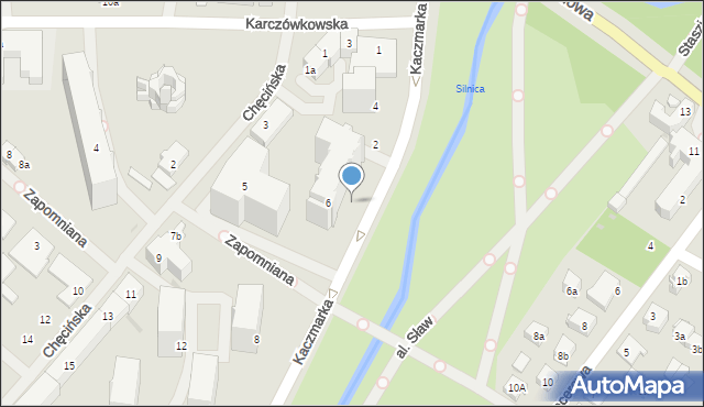 Kielce, Kaczmarka Czesława, bp., 6a, mapa Kielc