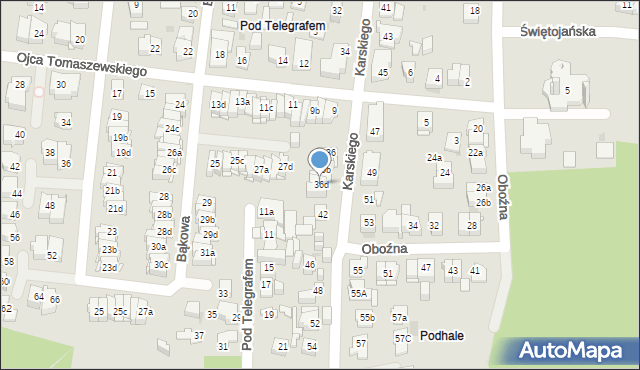 Kielce, Karskiego Jana, 36d, mapa Kielc