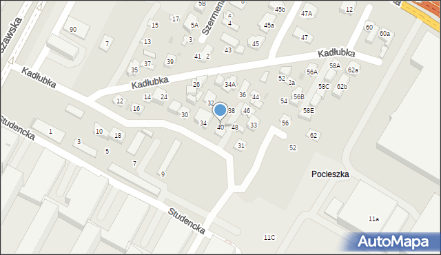 Kielce, Kadłubka Wincentego, bp., 40, mapa Kielc