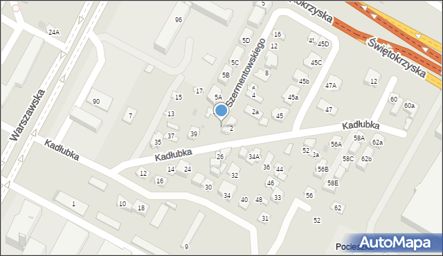 Kielce, Kadłubka Wincentego, bp., 41, mapa Kielc