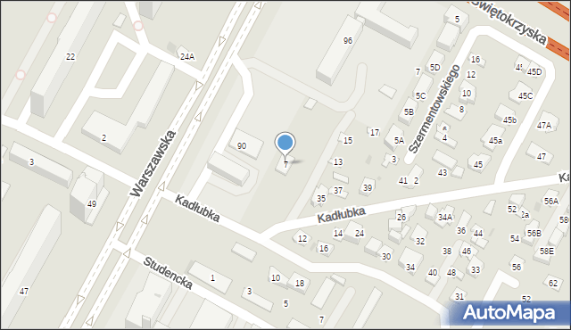 Kielce, Kadłubka Wincentego, bp., 7, mapa Kielc