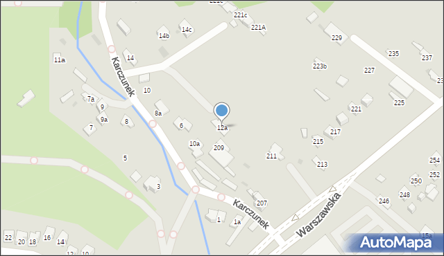 Kielce, Karczunek, 12a, mapa Kielc