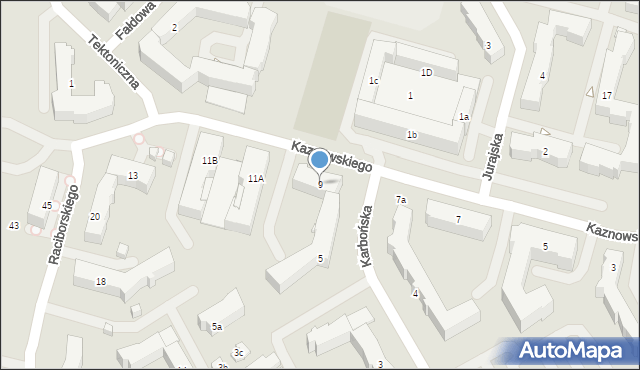 Kielce, Kaznowskiego Kazimierza, 9, mapa Kielc