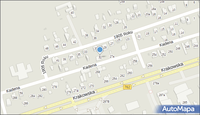 Kielce, Kadena Karola Henryka, 31, mapa Kielc
