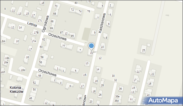 Kiełczów, Kasztanowa, 11, mapa Kiełczów
