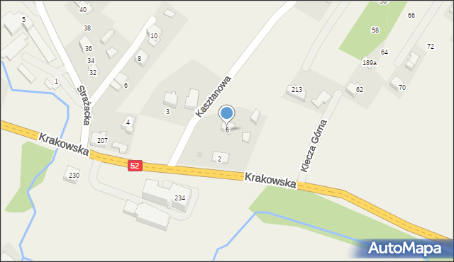 Klecza Dolna, Kasztanowa, 6, mapa Klecza Dolna