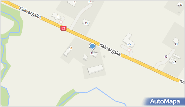 Klecza Górna, Kalwaryjska, 14, mapa Klecza Górna