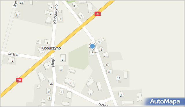 Kłobuczyno, Kasztanowa, 2, mapa Kłobuczyno