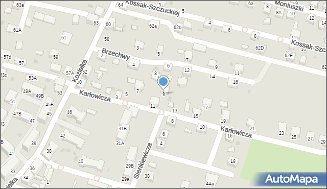 Knurów, Karłowicza Mieczysława, 9, mapa Knurów