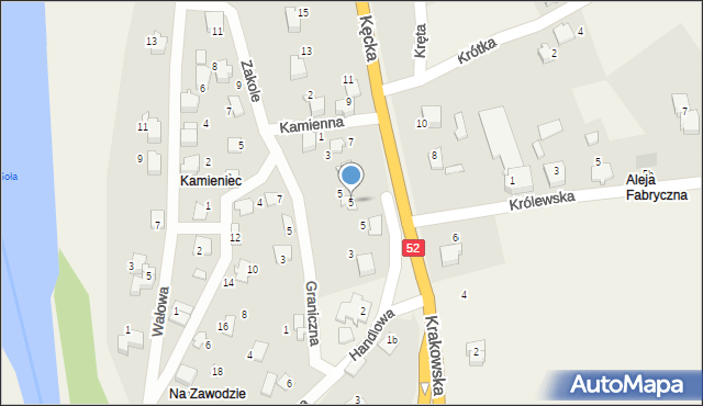 Kobiernice, Kamienna, 5, mapa Kobiernice