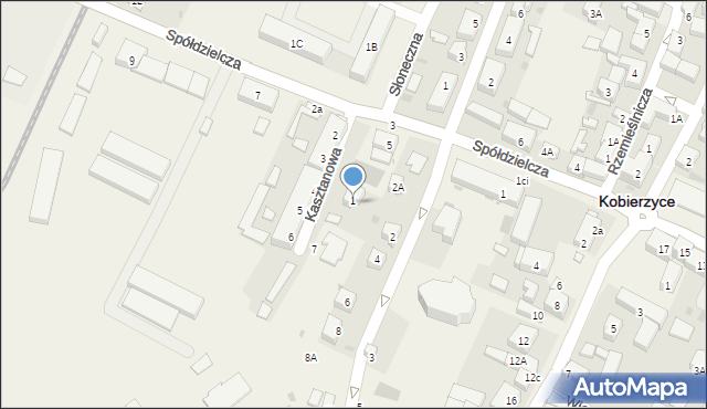 Kobierzyce, Kasztanowa, 1a, mapa Kobierzyce