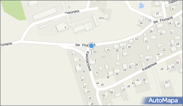 Kobylany, Kasztanowa, 1, mapa Kobylany