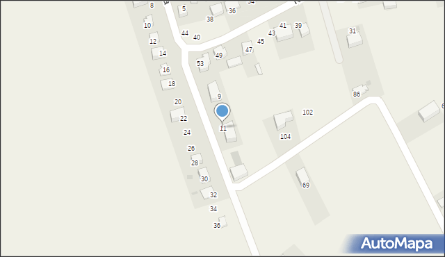Kobylany, Kasztanowa, 11, mapa Kobylany