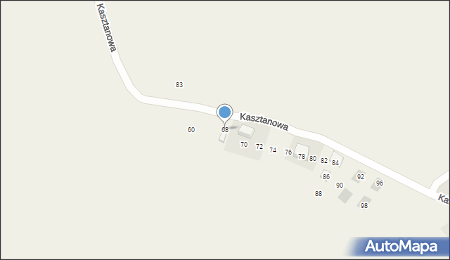 Kobylany, Kasztanowa, 68, mapa Kobylany