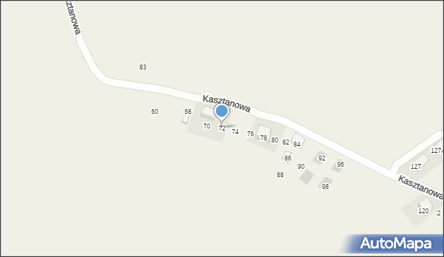 Kobylany, Kasztanowa, 72, mapa Kobylany