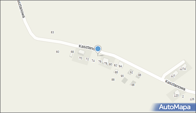 Kobylany, Kasztanowa, 76a, mapa Kobylany