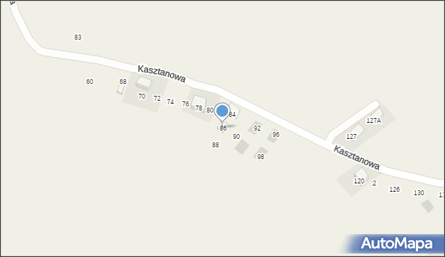 Kobylany, Kasztanowa, 86, mapa Kobylany