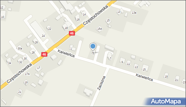 Kochanowice, Karwieńca, 5, mapa Kochanowice