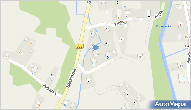 Kocierz Moszczanicki, Kamieńcowa, 3, mapa Kocierz Moszczanicki