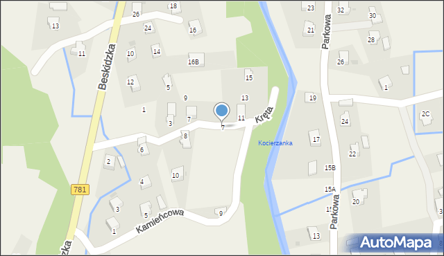 Kocierz Moszczanicki, Kamieńcowa, 7, mapa Kocierz Moszczanicki