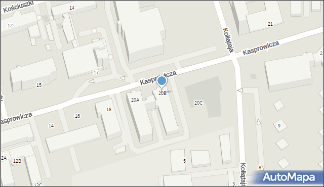 Kołobrzeg, Kasprowicza Jana, 20B, mapa Kołobrzegu