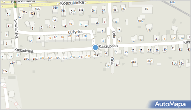 Kołobrzeg, Kaszubska, 24A, mapa Kołobrzegu