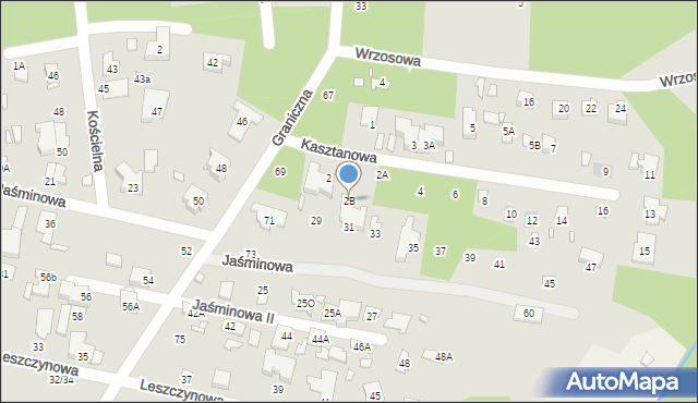Konstancin-Jeziorna, Kasztanowa, 2B, mapa Konstancin-Jeziorna