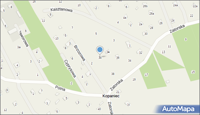 Kopaniec, Kasztanowa, 3b, mapa Kopaniec