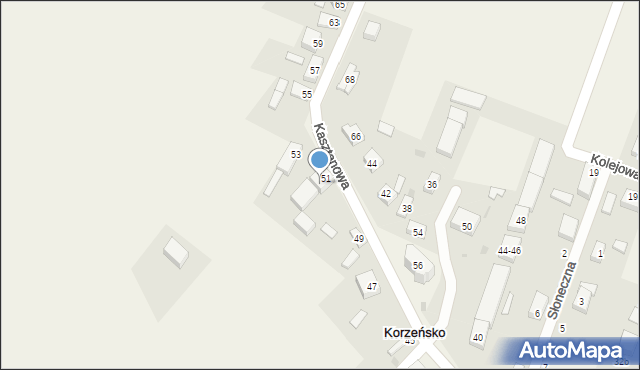 Korzeńsko, Kasztanowa, 35, mapa Korzeńsko