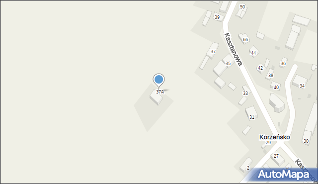 Korzeńsko, Kasztanowa, 37A, mapa Korzeńsko