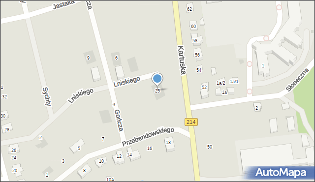 Kościerzyna, Kartuska, 25, mapa Kościerzyna