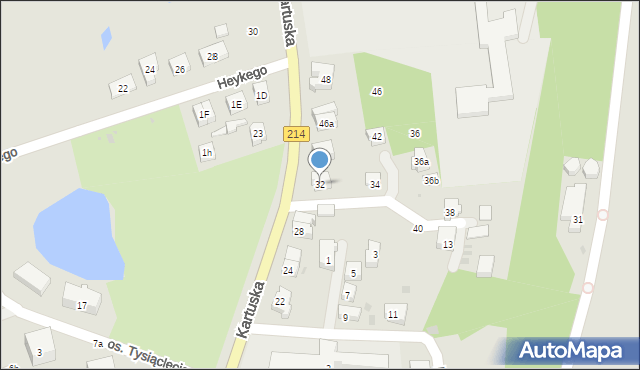 Kościerzyna, Kartuska, 32, mapa Kościerzyna