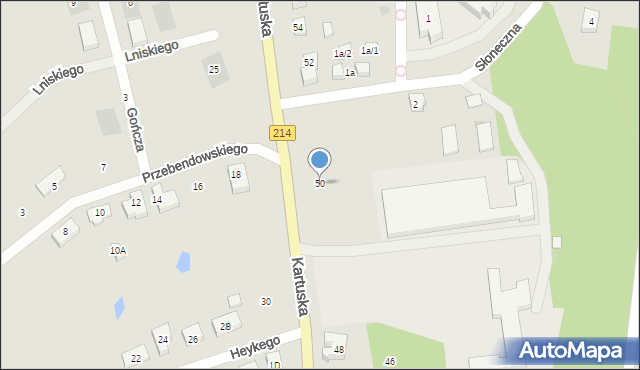 Kościerzyna, Kartuska, 50, mapa Kościerzyna