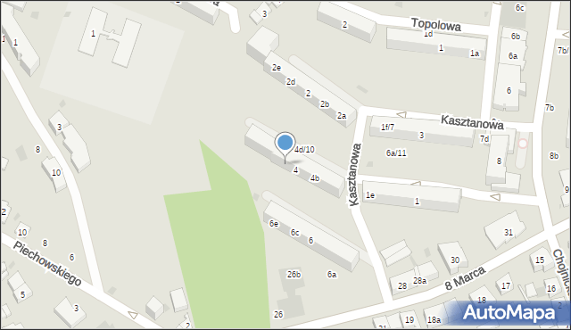 Kościerzyna, Kasztanowa, 4c, mapa Kościerzyna