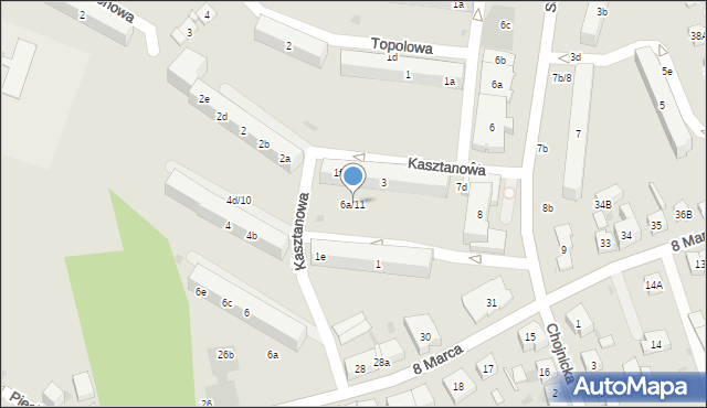 Kościerzyna, Kasztanowa, 6a/11, mapa Kościerzyna