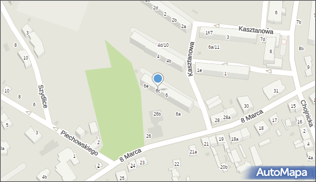 Kościerzyna, Kasztanowa, 6c, mapa Kościerzyna