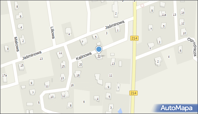 Kościerzyna-Wybudowanie, Kalinowa, 22, mapa Kościerzyna-Wybudowanie