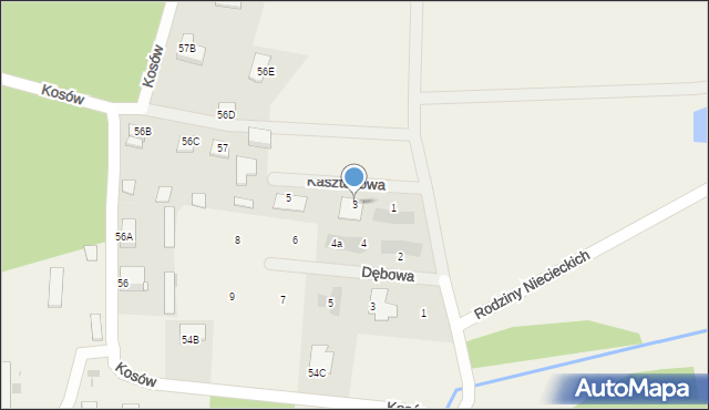 Kosów, Kasztanowa, 3, mapa Kosów