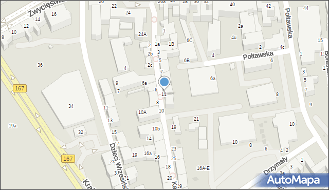 Koszalin, Kaszubska, 11, mapa Koszalina