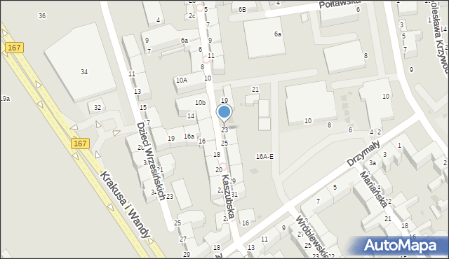 Koszalin, Kaszubska, 23, mapa Koszalina