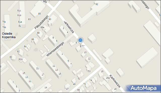 Koszalin, Karłowicza Mieczysława, 8, mapa Koszalina